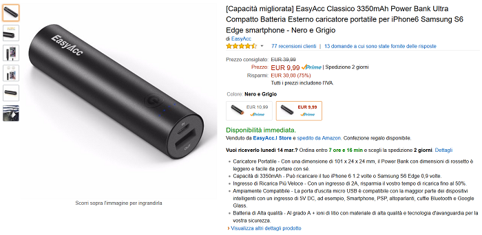 EasyAcc Powerbank 3350 mAh